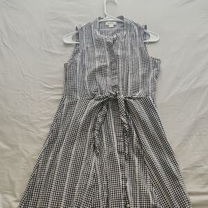 Calvin Klein Black and White Checkered Midi Dress